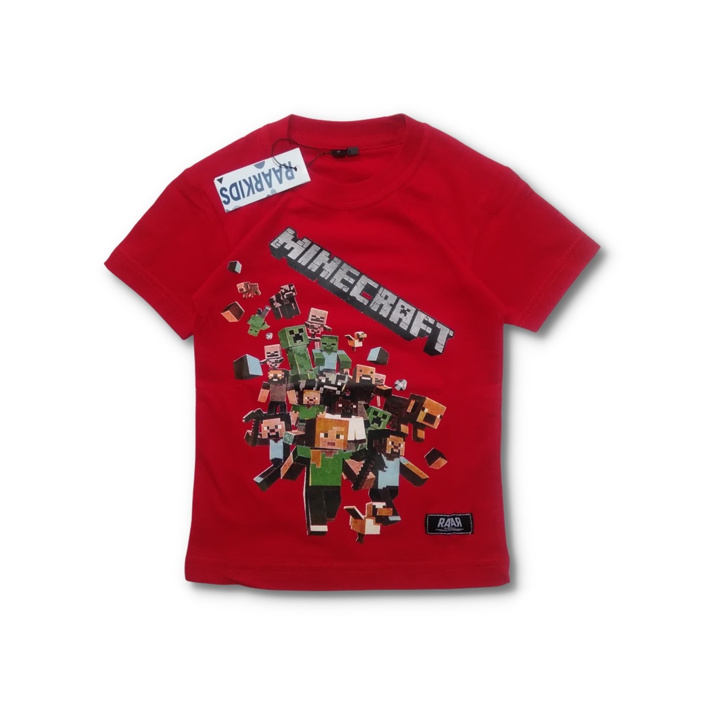 Raarkids baju Kaos Anak Karakter Minecraft Usia 1-8 Tahun