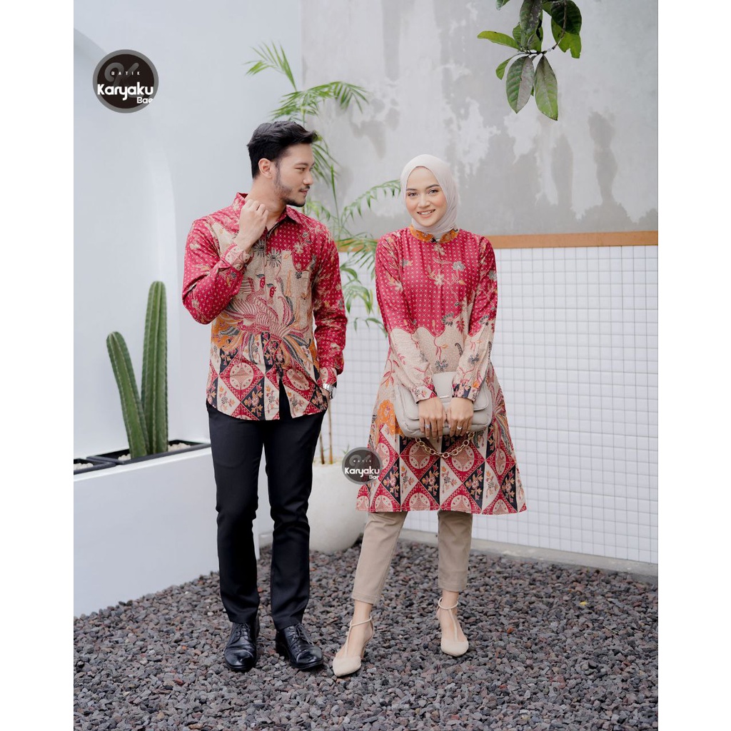 Batik Couple Modern Atasan Tunik Batik Kerja Wanita Kantor Baju Batik Wanita Dan Pria Batik Seragam M L XL XXL