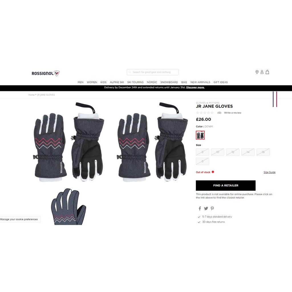 Glove Winter Rossignol RlGYG07E Gore-tex - Sarung Tangan Hangat Rossignol JR Jane Outdoor Ski Gloves Originals