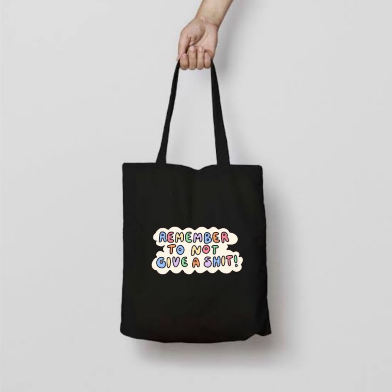 TOTE BAG ' REMEMBER ' LOGO TULISAN / TOTEBAG RESLETING HITAM / TOTEBAG BAND METAL / TAS JINJING / TO