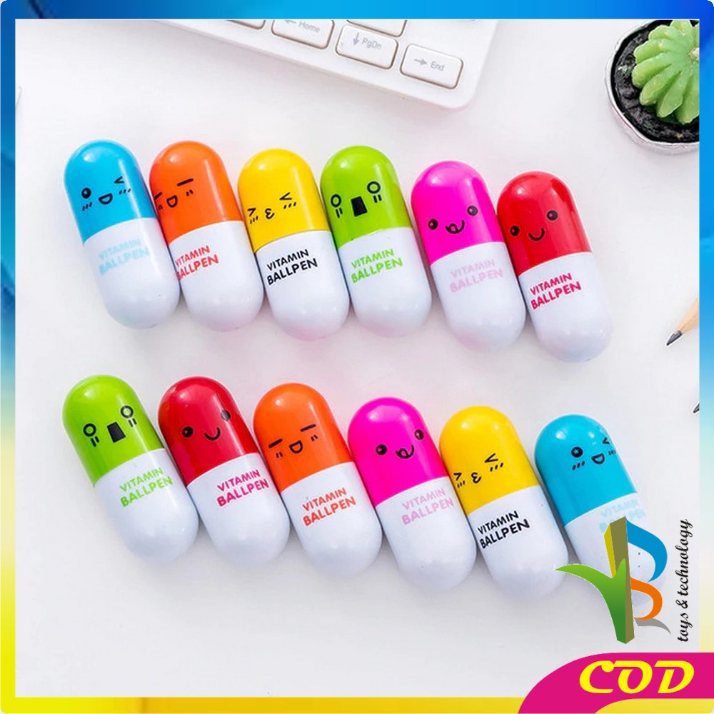 RB-A4 Pulpen Emoticon Vitamin / Pen Unik / Pena Kapsul / Pulpen Stationary Souvenir Pernikahan
