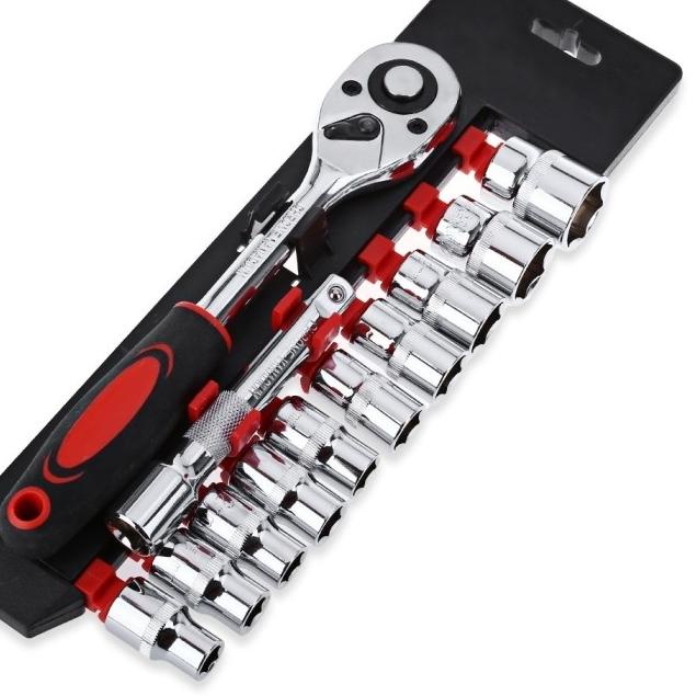 Set Kunci Ring Pas CR-V Drive Socket Set 1/4 Set Kunci Shock 12 PCS