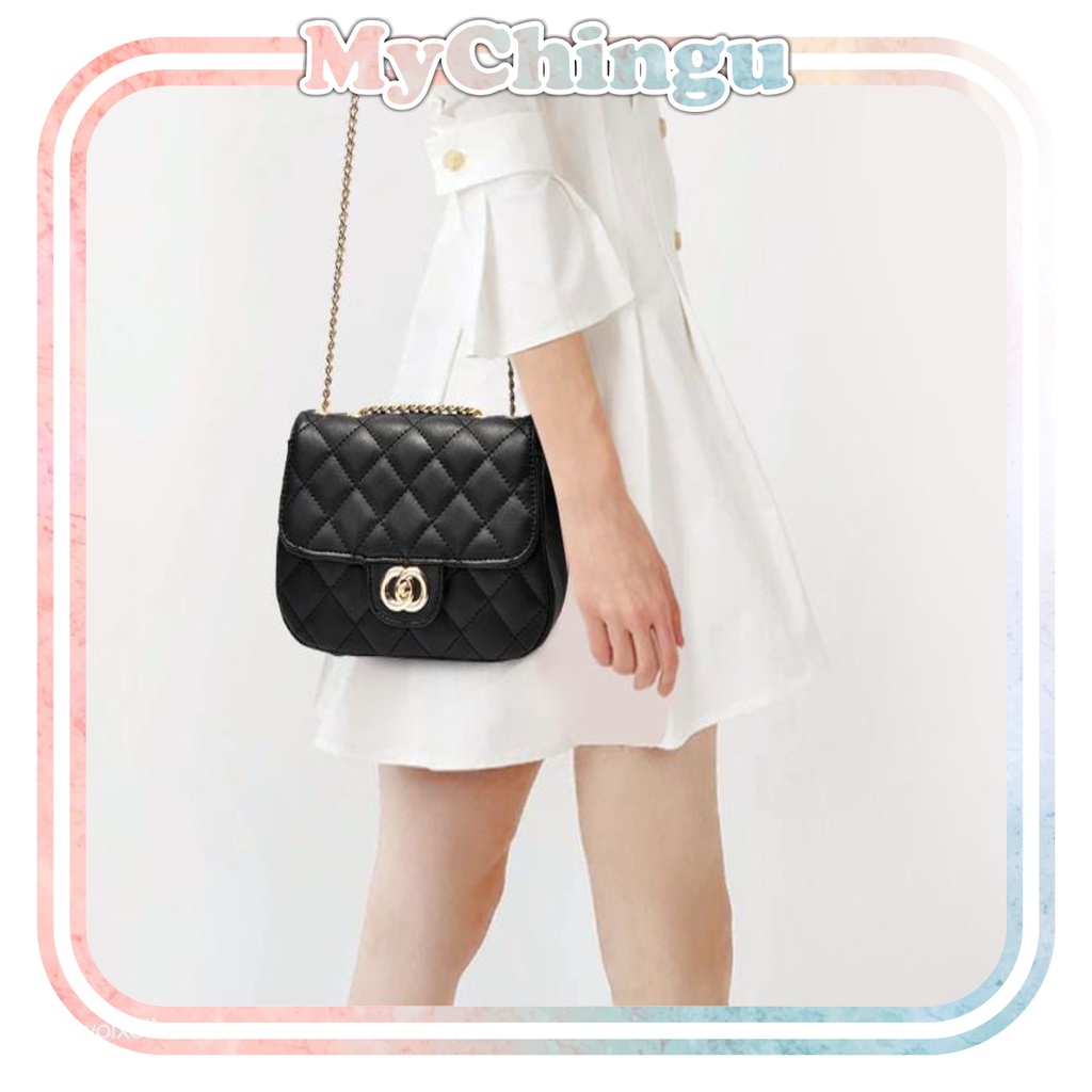 ❀ Chingu ❀ TW016 Tas Selempang Wanita Polos Kotak Simple Mini Tas Bahu Import Murah