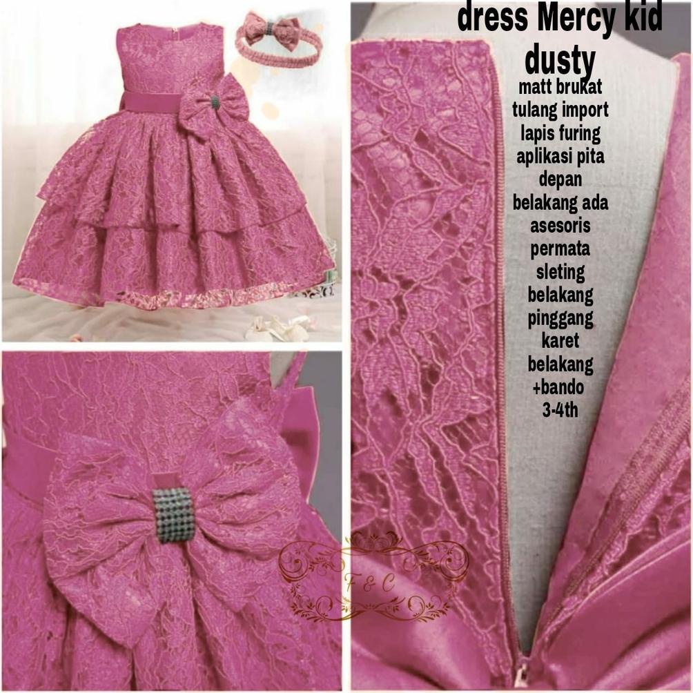 Special Mz_Onlineshop / Bisa Bayar Di Tempat / Cod / Mercy Kids  / Baju Gaun Anak Perempuan / Gaun A