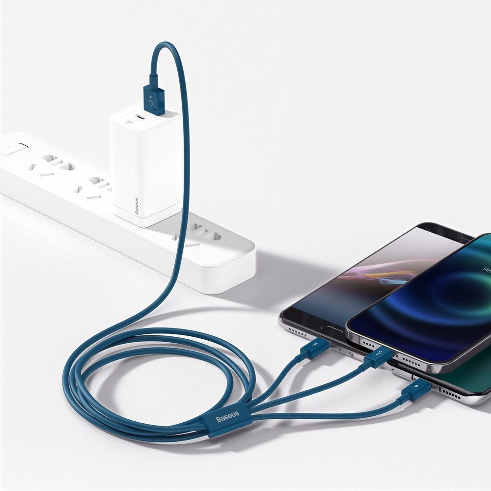 Baseus Original Superior Kabel Data 3 in 1 Micro USB Type C Lightning Iphone 3.5A 1.5M 1.5 Meter Fast Charging Quick Charge Ori Cable Charger Casan