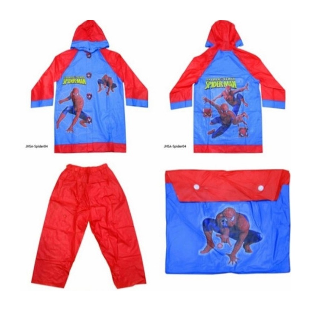 FELWINSHOP Jas Hujan Jaket Celana Anak Karakter Motif Disney Frozen Doraemon Unicorn Spiderman Cars