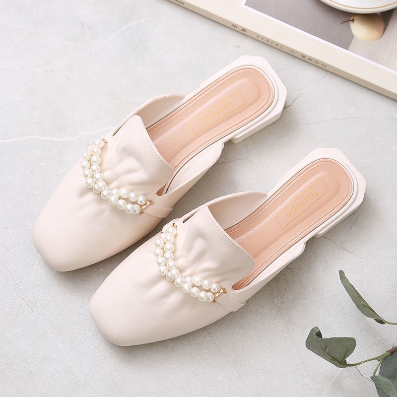 ♫ Megata ♫  SJ019 Sandal Wanita Mutiara Trend Flat/ Fashion