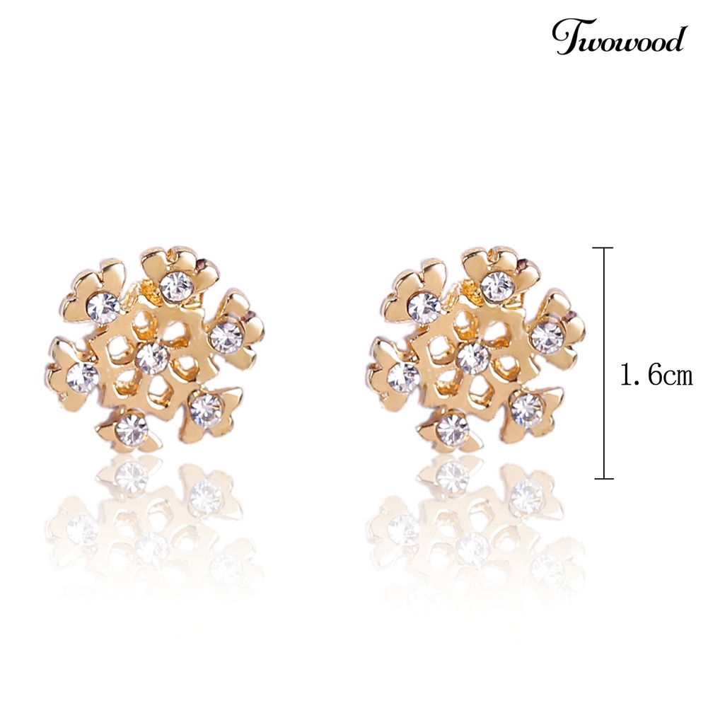 Anting Stud Desain Snowflake Santa Claus Aksen Berlian Imitasi Untuk Wanita