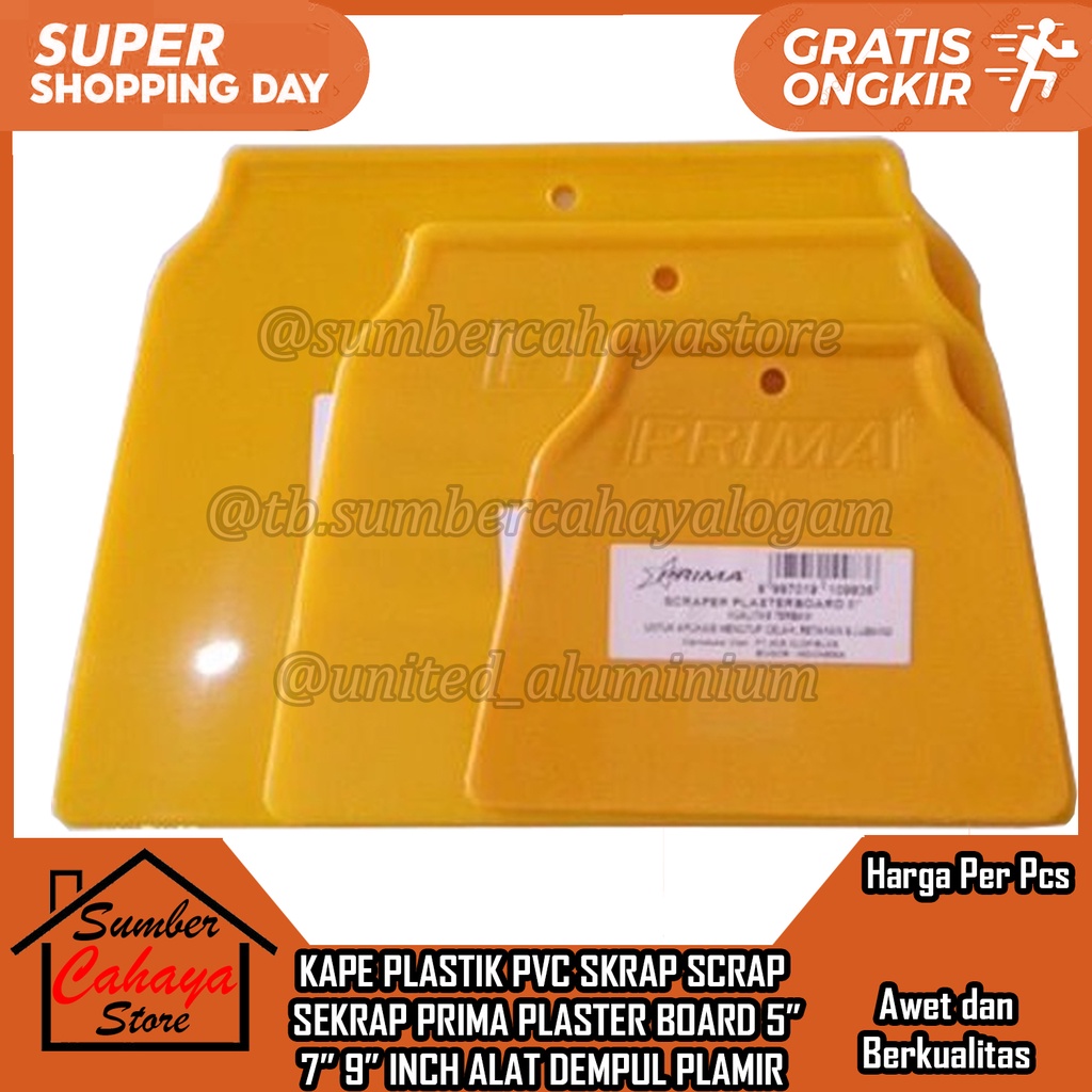 Jual KAPE PLASTIK 5 7 9 INCH DEMPUL TEMBOK DENGAN KOMPON SCRAPPER PVC