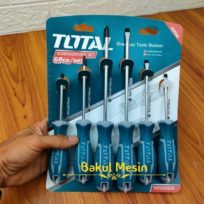 [BISA COD] Total Tools Tht250606 6Pcs Screwdriver Set Obeng Set 6 Pcs Magnet / Perlengkapan Rumah Ta