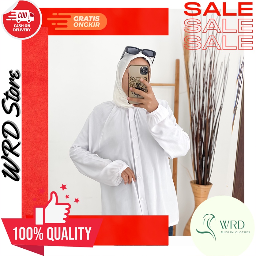 Baju Kemeja Blouse Blus Bluse Wanita Korean Style Muslim Trend Kekinian Model Trendy Casual Terbaru 