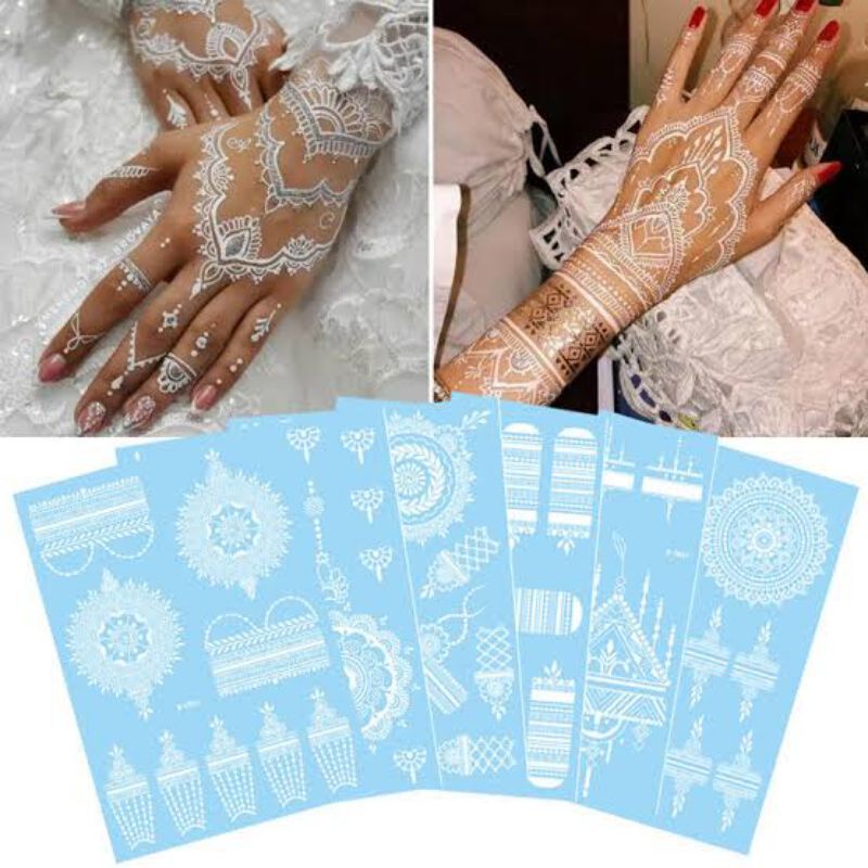 vtxbps- Stiker Henna Instant - Tattoo Henna Tempel - White Henna Instant