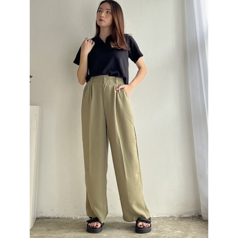 Premium Celana Kulot Crinkle Highwaist Wanita Loose Cullote Pants