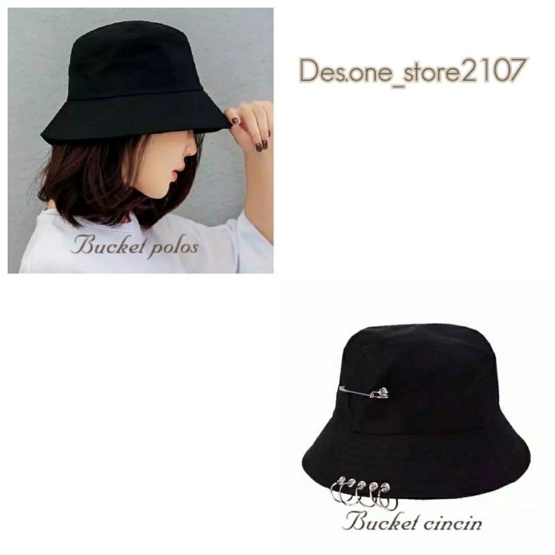 Topi Bucket Cincin Anting Penitik / Topi Bucket polos / topi kpop/topi wanita