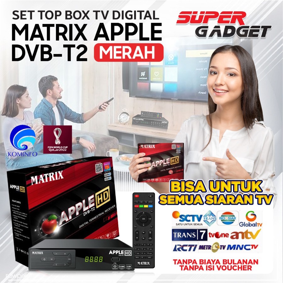 Set Top Box TV Digital STB MATRIX Apple Merah HD DVBT2 Digital / STB DIGITAL FULL HD