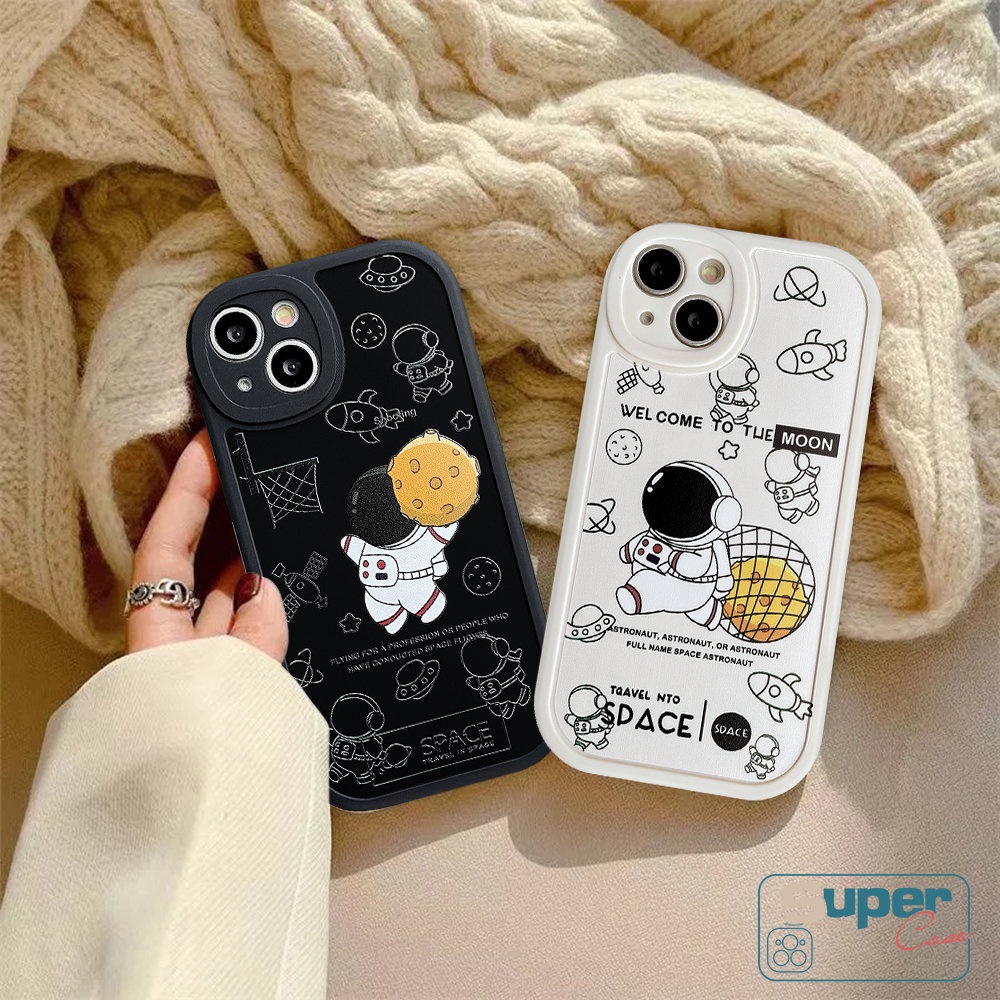 Soft Case Tpu Motif NASA Astronot Basket Untuk iPhone 11 13 12 14 Pro Max 8 7 6 6s Plus XR X XS Max SE 2020