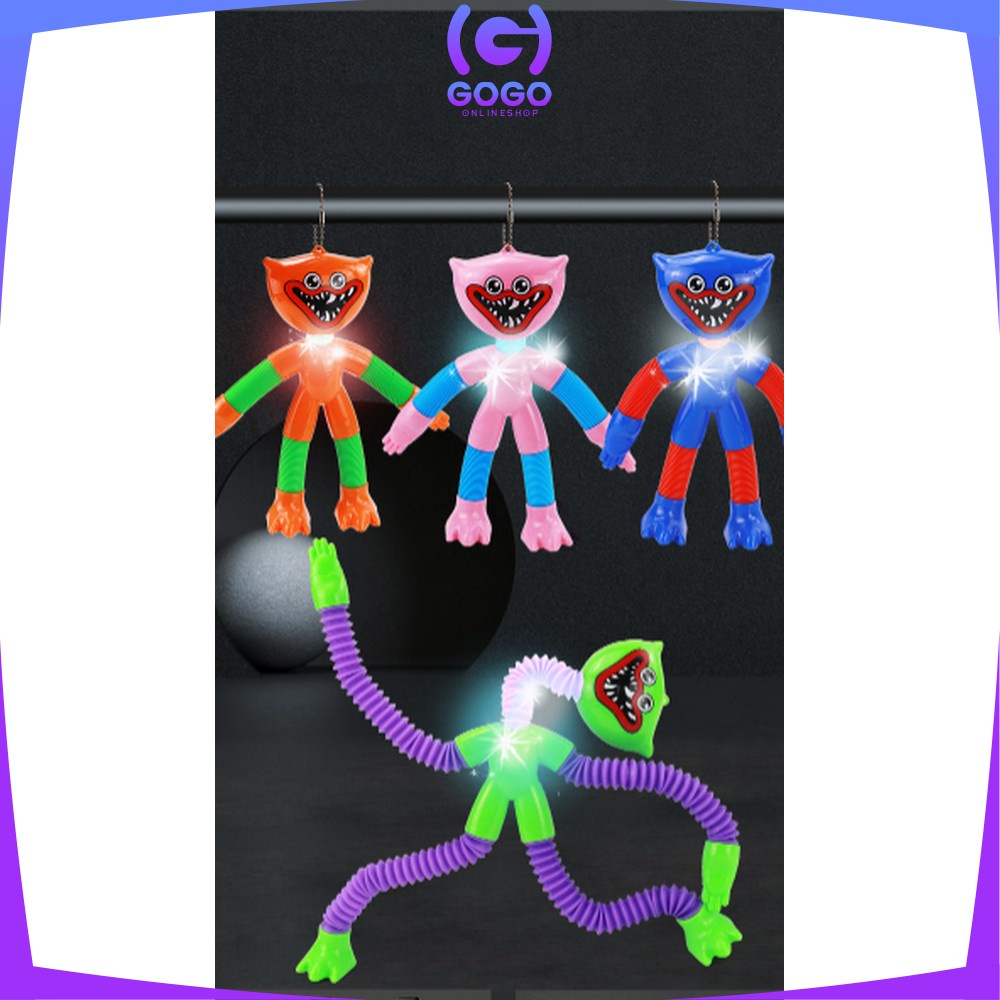 GOGO-M283 M284 Mainan Pop Tubes LED Anak Motif Hewan Stretchy Kuda Tarik Light Up Pop Pipes / Mainan Buaya Fidget Pipa Lampu Stick Anak