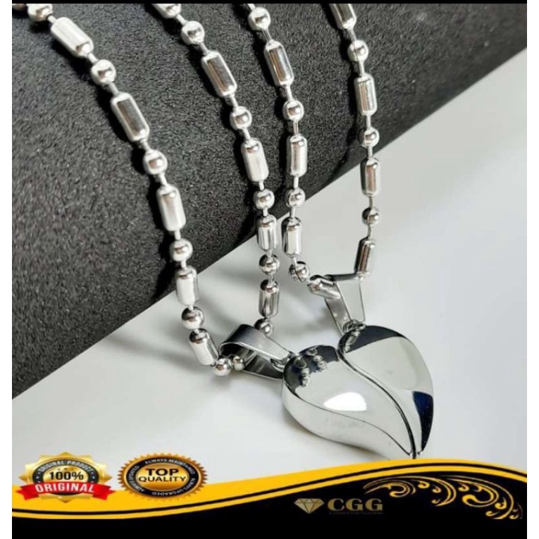 Kalung liontin couple Titanium love Necklace pria/wanita