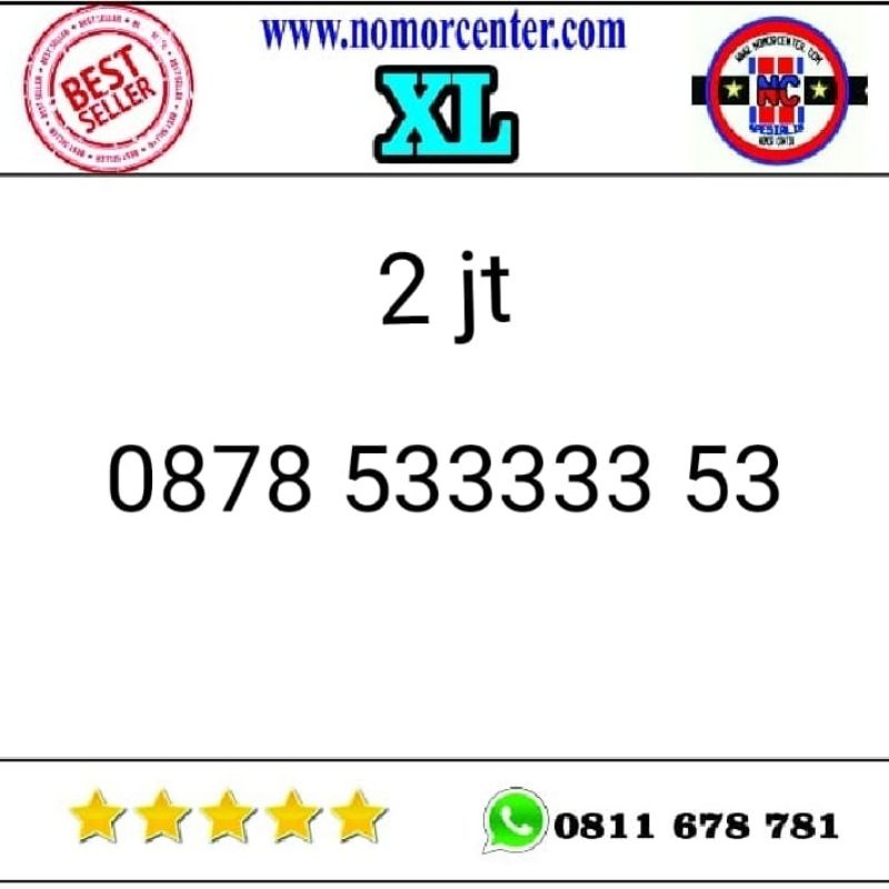 Nomer Cantik XL 0878 533333 53 Tengah Panca 33333 Rapi B11