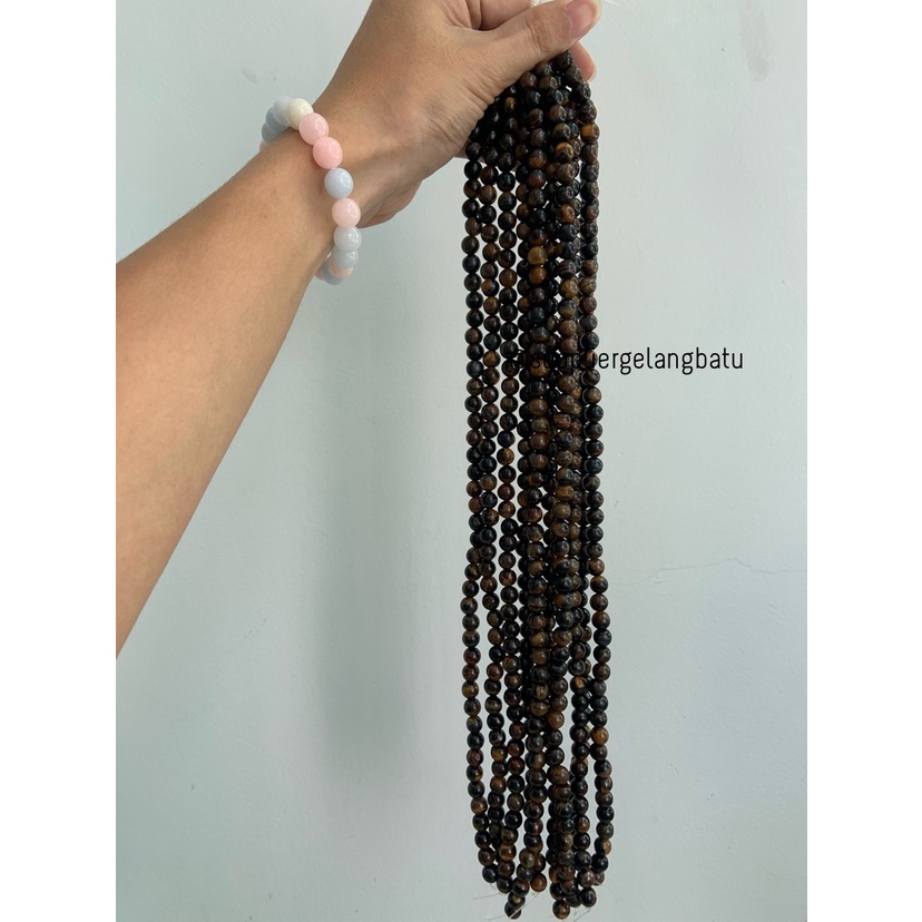 blackBROWN tiger eye biduri sepah coklat mata singa 8mm natural akik