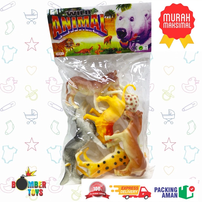 PROMO A585 MAINAN ANAK 1 SET ISI 6 HEWAN BINATANG / ANIMAL KARET MURAH