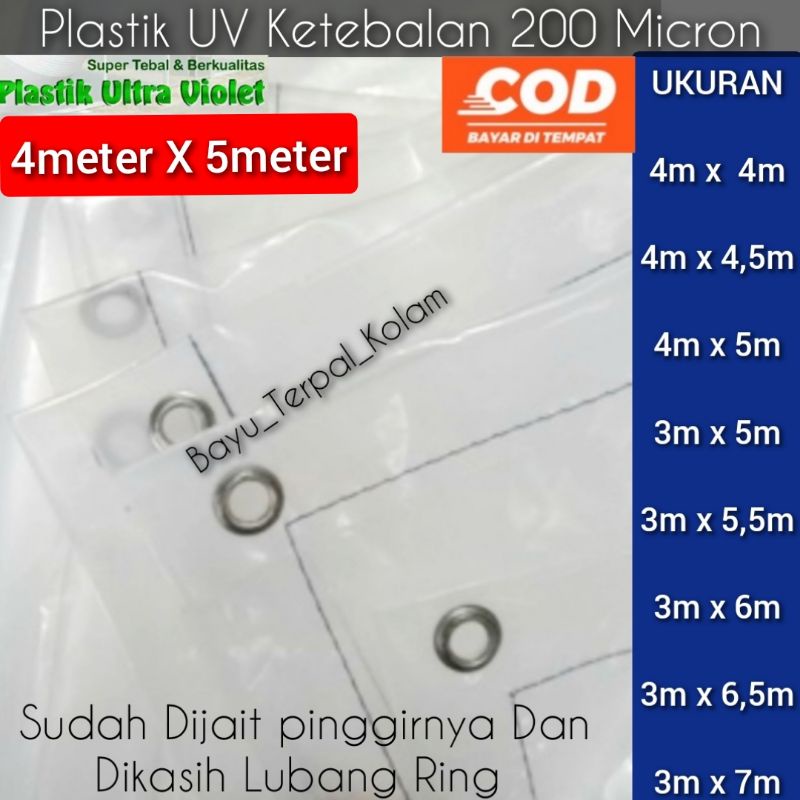 PLASTIK UV 4meter X 5meter SUDAH DIJAIT+DIKASIH RING KUALITAS TERJAMIN BAGUS