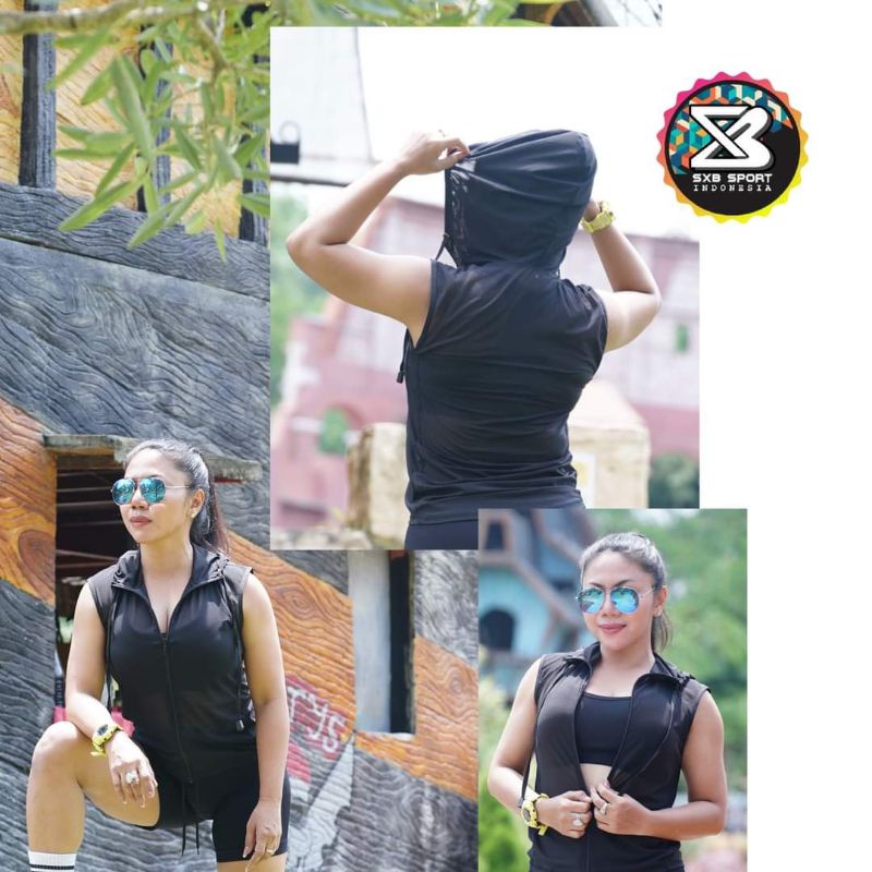 SXB WRKOUT SLEEVELES JACKET MESH HOODIE AND SHORT PANT