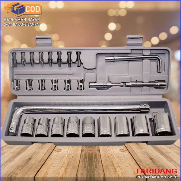 KUNCI SOK SET KENMASTER 27 PCS PAKET TOOLKIT BENGKEL MOTOR/MOBIL - Kunci sok