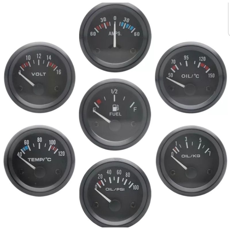 Car Gauge 52MM Alat Ukur Mobil 52mm Suhu Air Suhu Minyak Tekanan Minyak Volt Ammeter Alat Ukur Mobil