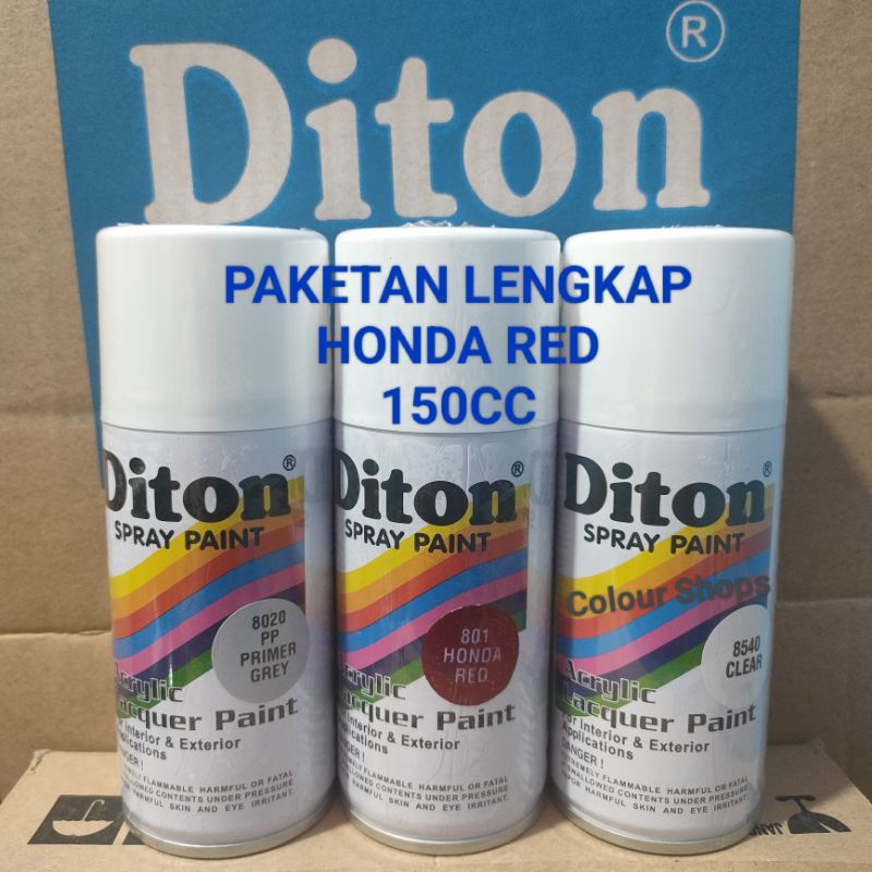 Pilok Cat Diton Honda Red 801 Primer Grey Epoxy 8020 Clear 8540 Paketan Merah Honda 3 pcs 150cc Pilox Cat Semprot Diton Spray Paint