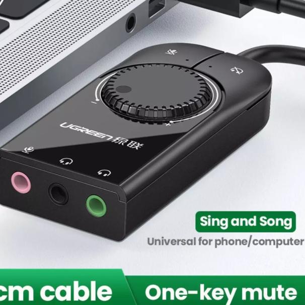 Ugreen Soundcard USB to Aux Audio Mic - Ugreen USB Sound Card External - KABEL 100CM