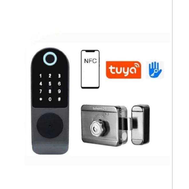 APP TUYA Finger Print RFID 13.56 mhz DeadBolt Door Lock Smart Door Lock Fingeprint IC Dead Bolt Aplikasi Tuya