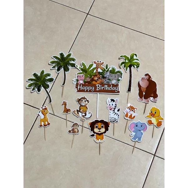 Topper Cake Animal Jungle Zoo Bisa Custom Nama || Bisa Custom Nama