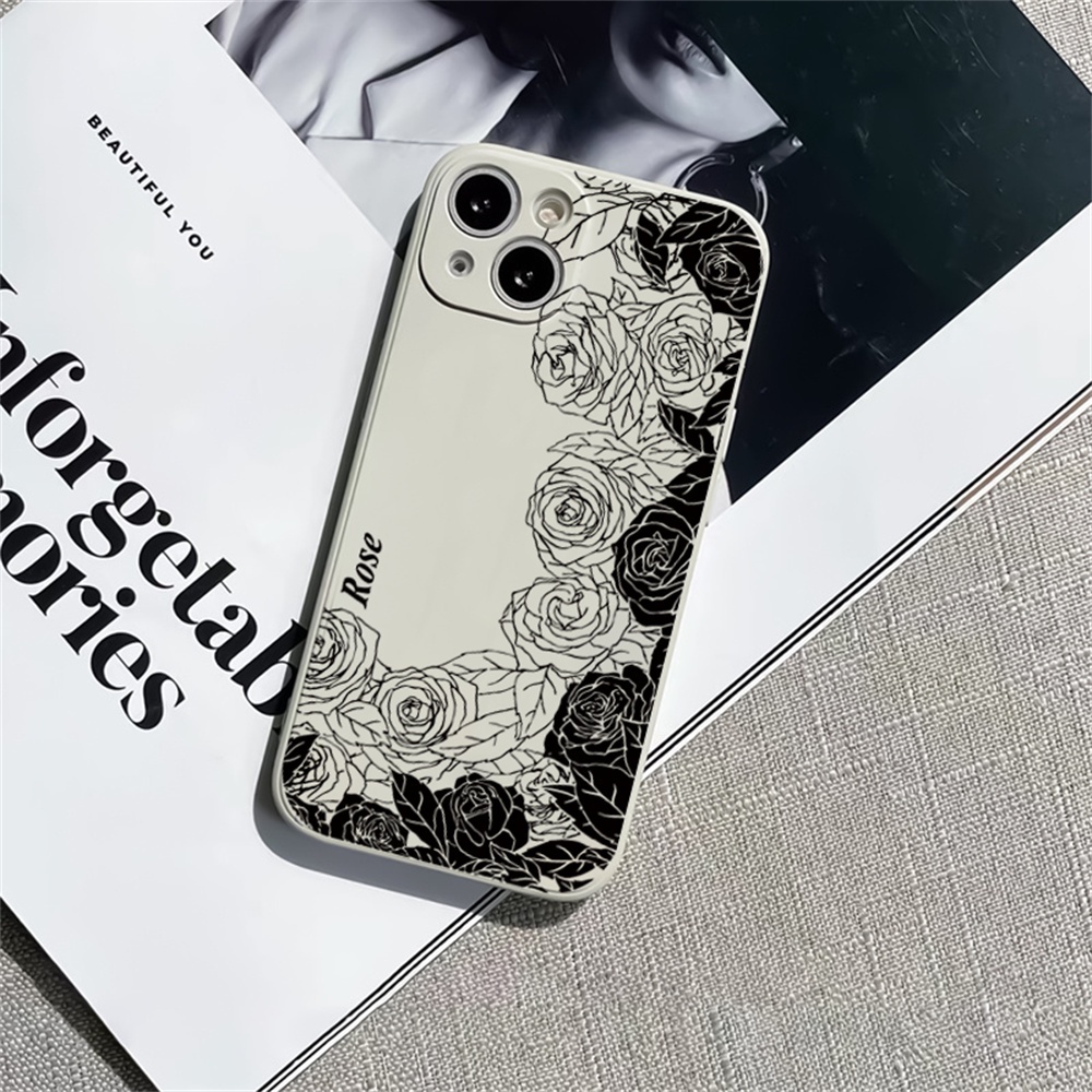 Redmi Note 11S 11 Pro Redmi 10C 10A 9C 9T 9A Note10 5G Note10S Note9 Note8 Note7 Poco M3 Pro X3 Pro NFC Hitam Putih Line Rose Simple Lembut Silikon Anti Rontok Case