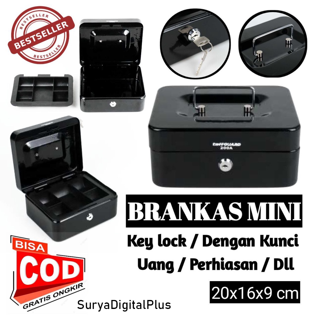 Brankas Kunci Manual Mini Money Box Uang Cash - Berangkas Duit Emas Perhiasan Permata Perak Arsip Kasir Simpan Barang Berharga / Brangkas Kecil Besar Kotak Tempat Penyimpanan Bahan Besi Baja Tahan Api Bakar Air Tanam Tembok Murah Original Asli TaffGUARD