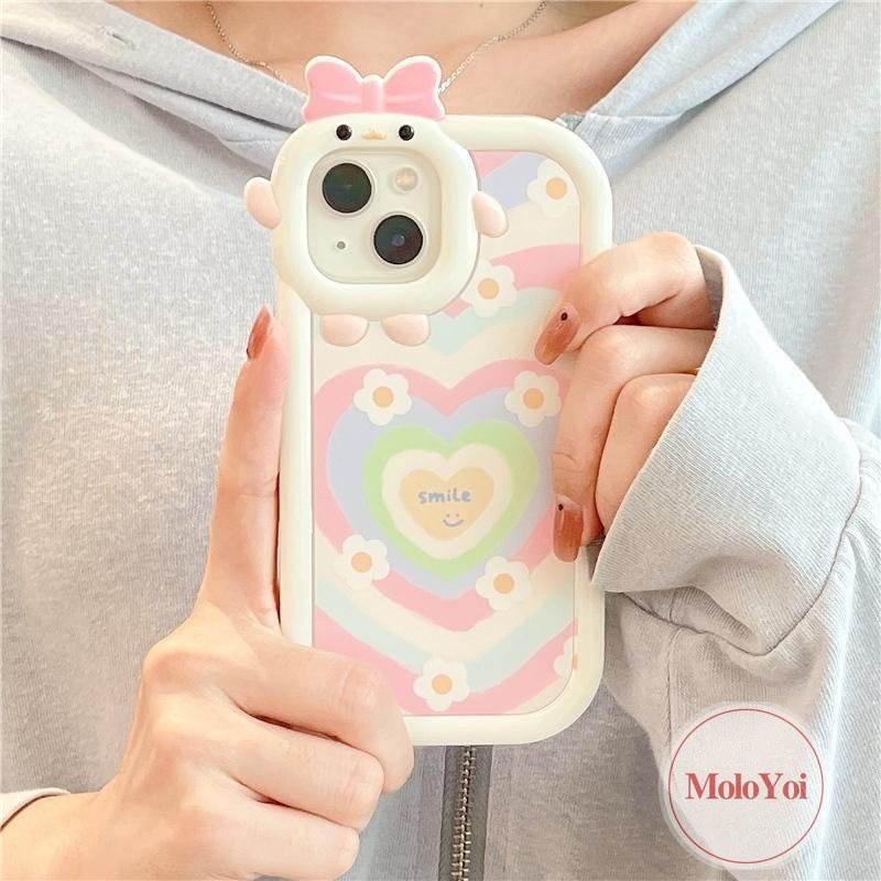 Soft Case Desain Hati 3D Pita Monster Kecil Untuk iPhone 7 8 6 6s 14 Plus XR 13 12 11 Pro Max 7Plus X XS Max SE 2020 11Pro Max