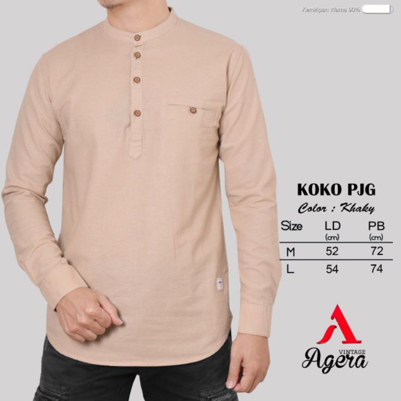 BAJU KEMEJA KOKO KEMKO PRIA LENGAN PANJANG KANCING 1/2 SOFT COTTON ALL NEW COLOR ORIGINAL TERBARU AGERA SAJUAK 2