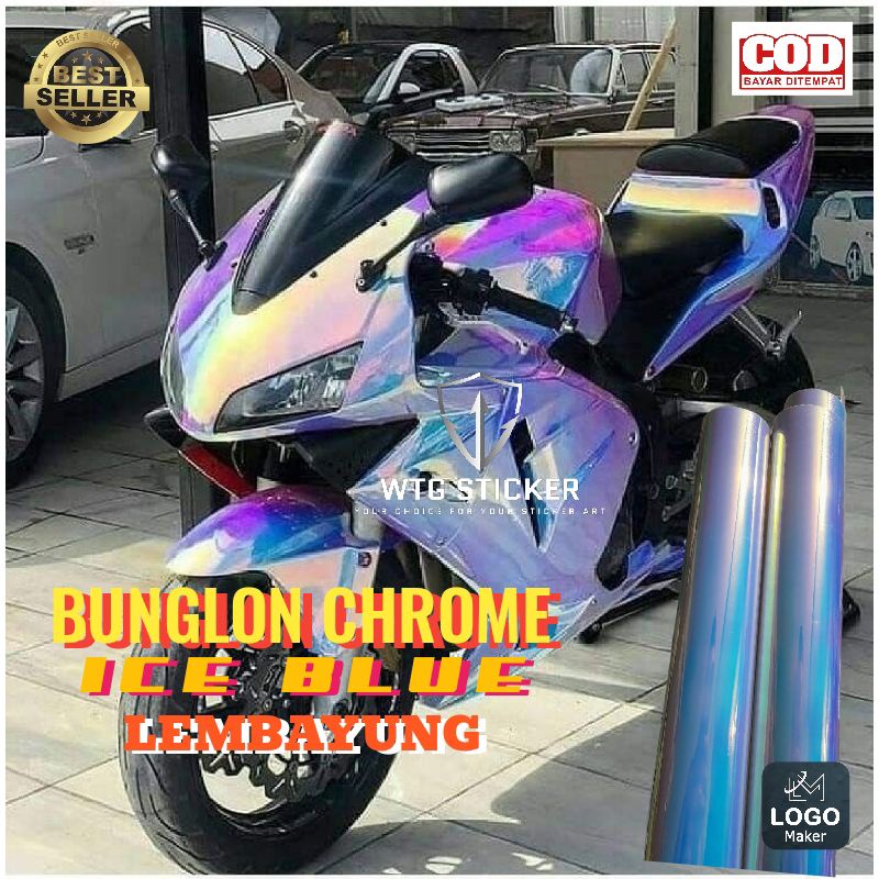Stiker Skotlet Bunglon Chrome Ice Blue Lembayung Skotlet Motor