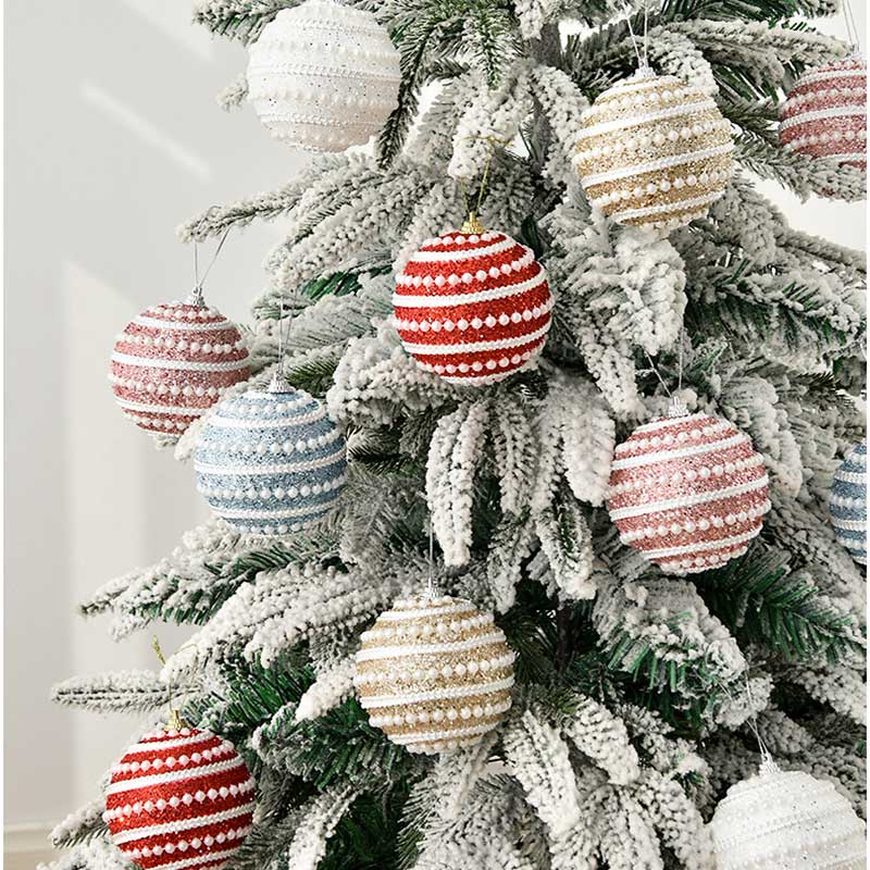 Ornamen Bola Busa Glitter Warna-Warni Ukuran 8CM Untuk Dekorasi Pohon Natal