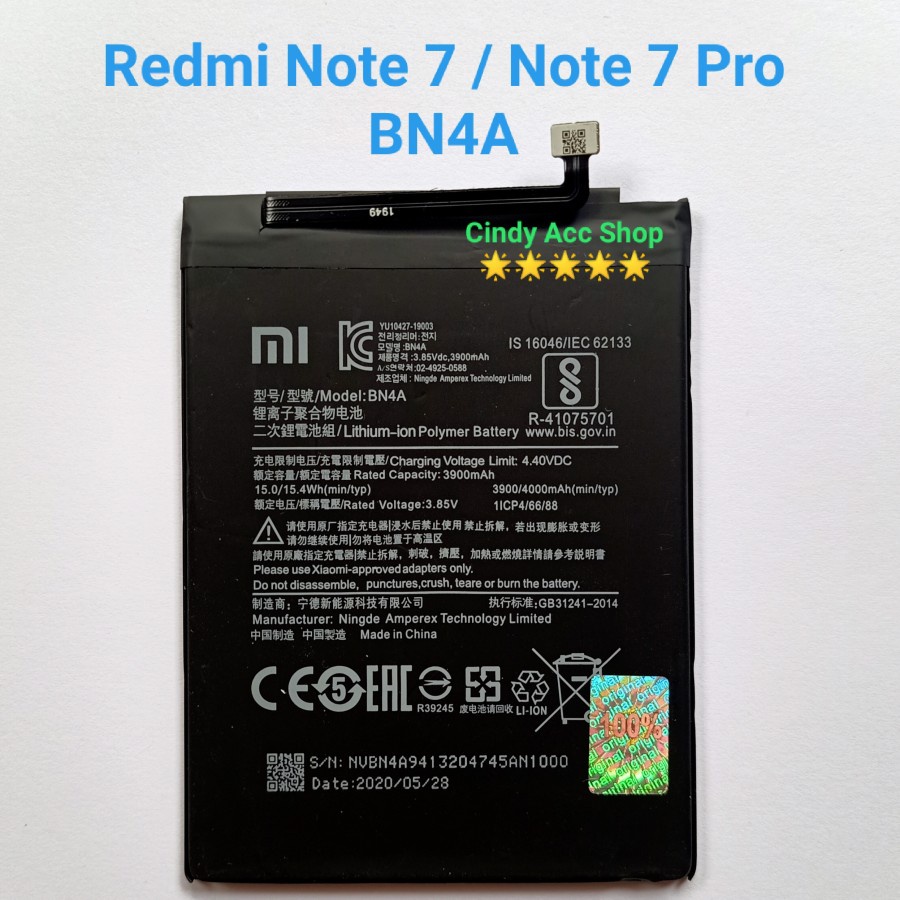 Baterai Original Redmi Note 7 Redmi Note 7 Pro Redmi Note 8T BN4A Original Batre Battery