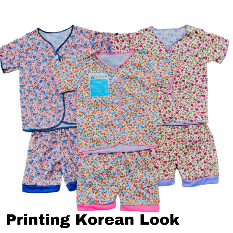 Stelan Pendek Motif Bayi Printing baru lahir , 3-6 dan 6-12 bulan baju dan celana bayi SNI per 3 stel promo 9.9