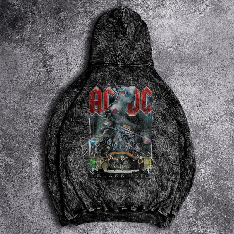 (New Arrival) Sweater Hoodie Washed Distro Motif Metal ACDC | Jaket Hoodie Sandwash Pria