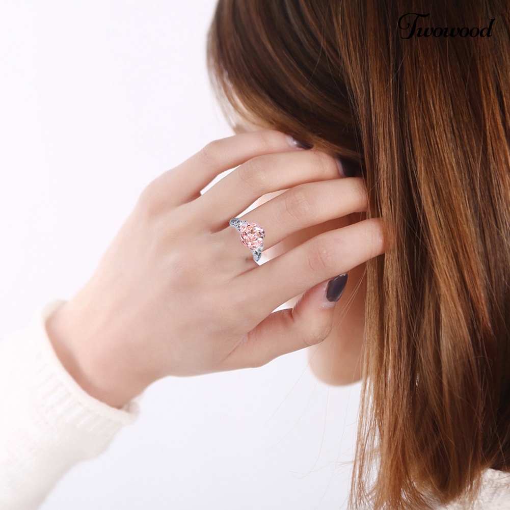 Cincin Wanita Bentuk Bunga Mawar Model Hollow Out Untuk Hadiah Natal Pernikahan