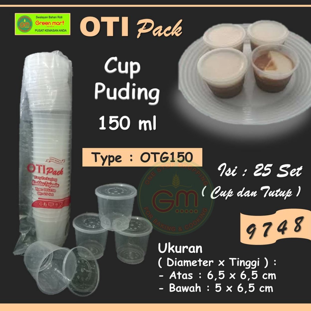 Cup Puding Plastik Oti Pack OTG150 Isi 150 ml Gelas Rujak Dengan Tutup Datar 1 Pack Isi 25 Pieces. 9