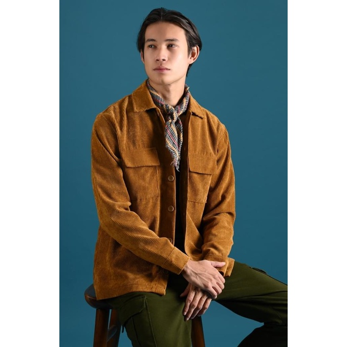 JAKET PREPP STUDIO CORDUROY OVERSHIRT JACKET LIGHT BROWN