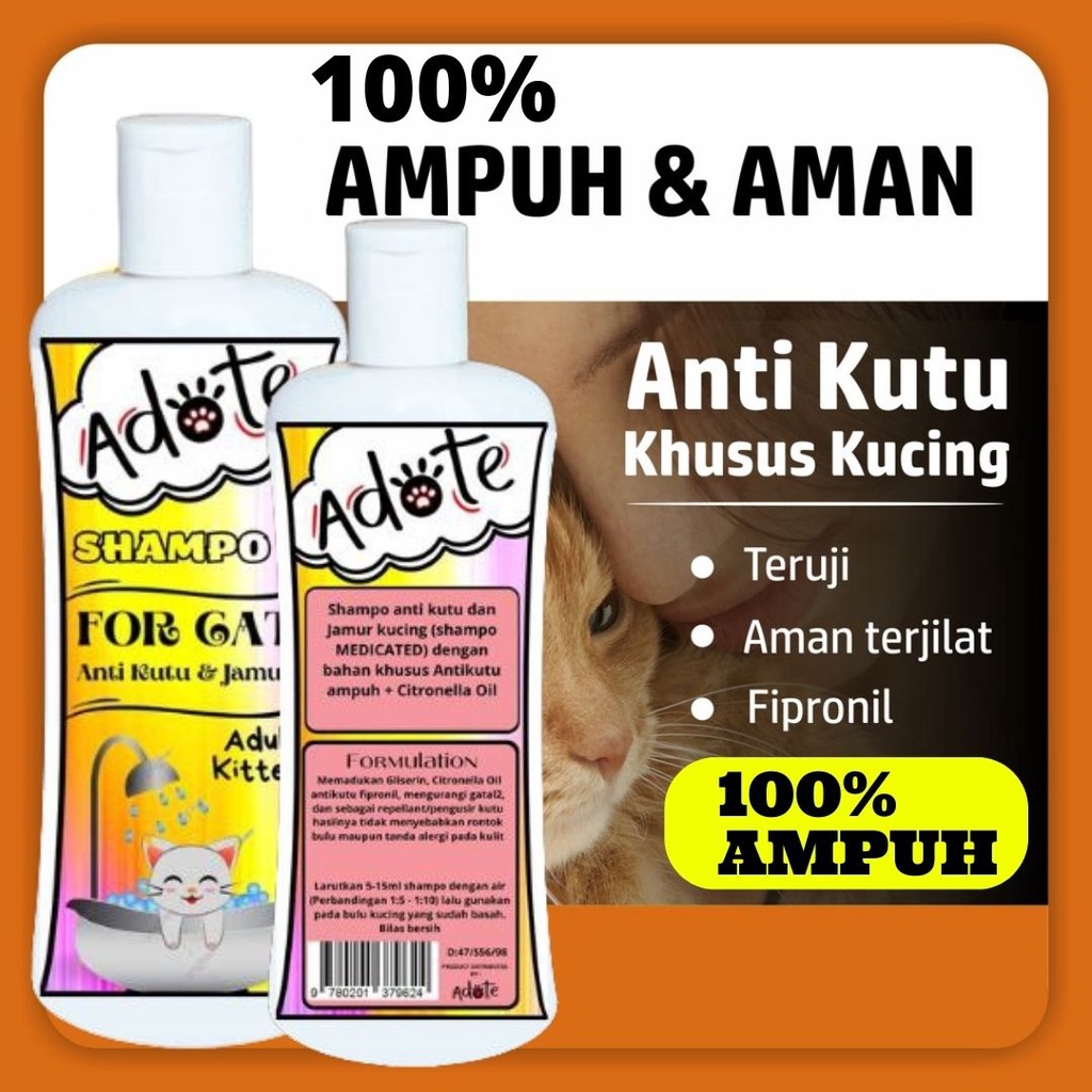 Shampo Sampo Kucing Anti Kutu &amp; Jamur ADOTE FEFARM