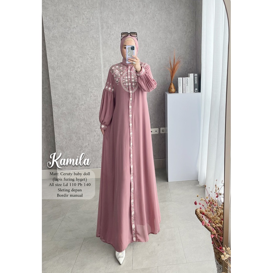 Khadijah Humaira Gamis Longdress Ceruty Babydoll Bordir Kamila