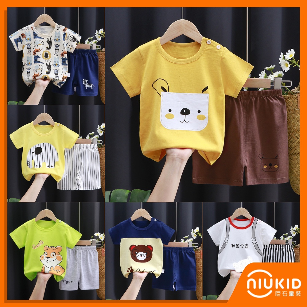 NIUKID SETELAN BAJU BAYI LENGAN PENDEK IMPORT UMUR 0 6 TAHUN CELANA BAJU ANAK SETELAN LENGAN PENDEK #B96 - #B102