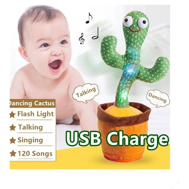 Cactus Toy Boneka Pintar Dancing Kaktus Goyang Bisa Ngomong Rekam USB - KAKTUSGITAR USB