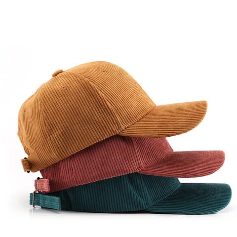 Corduroy Solid Color Korean Version Metal Button Baseball Cap Adjustable Keep Warm Autumm Unisex